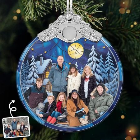 Glasornament med foto - Personlige julegaver til mor, far, børn - Hjemmet er hvor vi samles